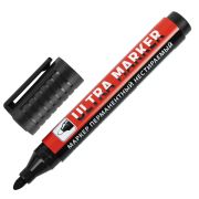 Маркер перманентный (нестираемый) BRAUBERG ULTRA MARKER, ЧЕРНЫЙ, круглый наконечник, 3,5 мм, с клипом 152204