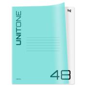 Тетрадь 48л.кл.скрепка BG, «UniTone. Neon», клетка, пластиковая обложка, неон голубой Т5ск48_пл 12472