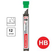 Грифели для механических карандашей BRAUBERG «Hi-Polymer», 12шт., 0,7мм, HB 180446