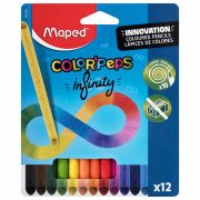 Карандаши 12 цв. Maped COLOR'PEPS INFINITY, корпус треугольный, ударопрочный грифель, в картонной коробке 100 % прочный грифель, не требует заточки 861600