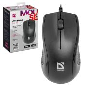 Мышь оптическая проводная Defender Optimum  MB-160, USB, черный, 3btn+Roll, 52160