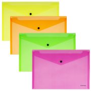 Папка-конверт на кнопке Erich Krause  Glossy Neon непрозрачная., ассорти 50300