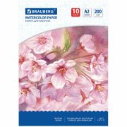 Бумага для акварели А2 10л. BRAUBERG «Цветы», 200 г/м2, 297х420  мм,  125223