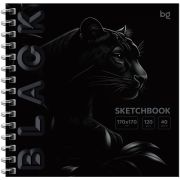 Скетчбук 40л., 170*170 BG «Black. Tiger», на гребне, soft tuch, выборочный лак, 120г/м2 BG Скв40гр_64601
