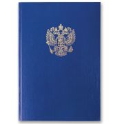 Книга учета 96 л., клетка, твердая обложка, бумвинил, офсет, герб, А4 (200х290 мм), BRAUBERG, синяя 130141