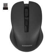 Мышь беспроводная SONNEN V18, USB, 800/1200/1600 dpi, 4 кнопки, черная, с бесшумным кликом 513514