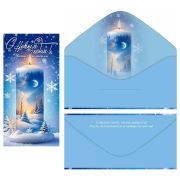 Конверт  для денег «С Новым годом! Уюта и тепла» 16,8 х 8,4 см, текст, блестки радужные 50001566