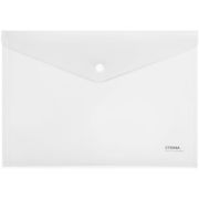 Папка-конверт на кнопке СТАММ А4, 180мкм, пластик, прозрачная, ММ-31292