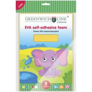 Цветной мягкий пластик «Пенка EVA» Greenwich Line, А4 5л., 5цв., самоклеящаяся, в пакете с европодвесом Fa4-07697