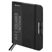 Блокнот А5 80л. BRAUBERG «NOTE», под кожу софт-тач, с резинкой,клетка, черный, 113437