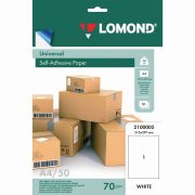 Бумага самоклеющаяся А4 Lomond белая, неделенная 210*297 70гр. 2100005 50л