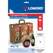 Пленка прозрачная самоклеющаяся для  струйной печати, А4 10л Lomond 1708411