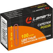 Скрепки 28 мм Lamark  цветные  с виниловым покрытием, 100шт в коробке PC0226 128_80300