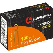 Скрепки 33мм Lamark круглые, золотистые, 100шт в коробке PC0222