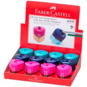 Точилка пластиковая со «шторкой» Faber-Castell «Grip Auto», 2 отверстия, контейнер, розовая/бирюзовая/синяя 183103