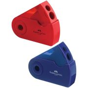 Точилка пластиковая Faber-Castell «Sleeve», 2 отверстия, контейнер, красная/синяя 182701