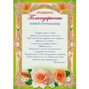 Благодарность первой учительнице Ш-6531сф