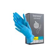 Перчатки синие нитриловые М BENOVY Nitrile Chlorinated  смотровые нестерильные 50 пар/10