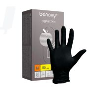 Перчатки черные нитриловые М BENOVY Nitrile Chlorinated  смотровые нестерильные 50 пар/10