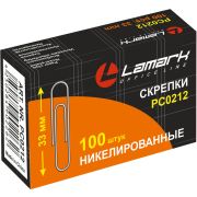 Скрепки 33мм Lamark круглые, 100шт в коробке PC0212