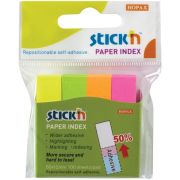 Закладки 50*12мм 4 цвета*100л., неон.,  бумажные Hopax 21613