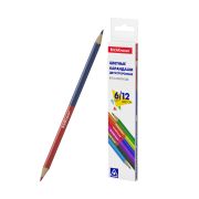 Карандаши 12цв. ErichKrause Basic «Bicolor» двусторон. 6шт, трехгран. к/у 50530