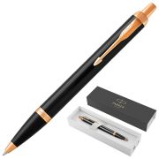 Ручка шариковая PARKER IM Black GT, черный корпус, позолоченные детали, синие чернила,  1,0мм, в футляре, арт. 1931666